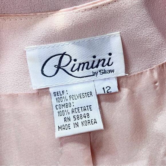 Vtg Rimini Satin Trim Buttoned Formal Blazer Jacket Pastel Pale Pink Size 12 - Picture 7 of 8